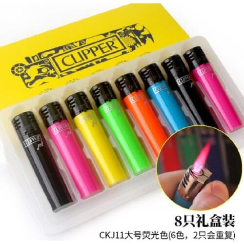 Clipper Creative Windproof Lighter Personality Red Flame Grinding Wheel Butane Lighter Cigar Cigarette Accessories Mens Gift