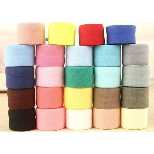 10meters 20mm Fold Over Bands Multicolor Spandex Elastic Ribbon Kids Hair Tie DIY Sewing Lace Trim Waist Band Garment Accessory