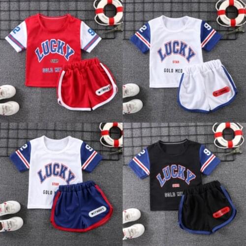 Summer Childrens Short Sleeve Suit Boys' Baseball Basketball Clothes For Sports Clothing Two Piece Sports Shorts Suit Kids Set