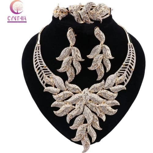 CYNTHIA Fashion Jewelry Sets African Beads Jewelry Set Dubai For Bridal Gold Color Wedding Bridal Necklace Earrings Jewelry Sets