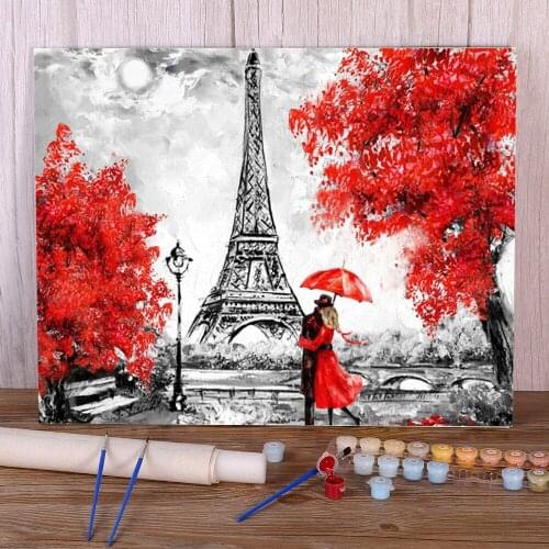 Landscape Street DIY Painting By Numbers Kit Acrylic Paints 40*50 Painting On Canvas Handmade Crafts Adults Drawing
