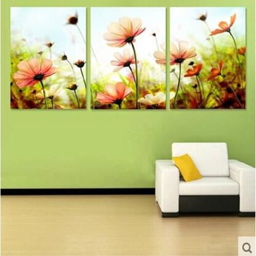 Three-picture Combination painting by numbers vintage home decor wall art flower pictures oil painting on canvas painting H460
