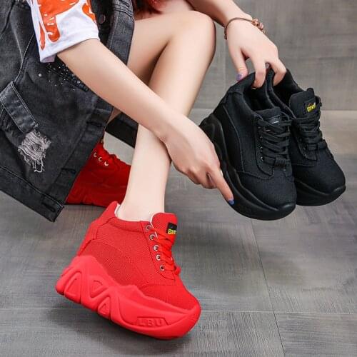 Net Super Fire Dad Shoes Womens 2020 New All-match Slanted Heel Mesh Breathable Mesh Elevator Sponge Cake Womens Shoes