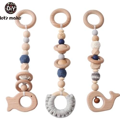 Lets Make Play Gym Nursing Necklace 3pcs Silicone Pineapple Baby Teething Beads Bed Toys Montessori Baby Nursing Necklace