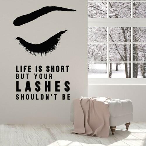 Eyelash Eyebrows Wall Decal Quote Lettering Fashion Beauty Salon Woman Bedroom Interior Decor Window Vinyl Stickers Mural Q015