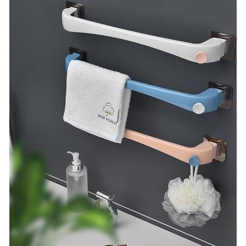 Self-adhesive Towel Rack Wall Mounted Towel Hanger Bathroom Storage Organizer Multifunction Household Holder Slippers Rack