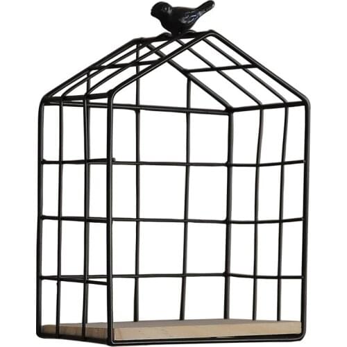 Nordic minimalist bird wrought iron grid rack creative home living room decoration wall storage organizer