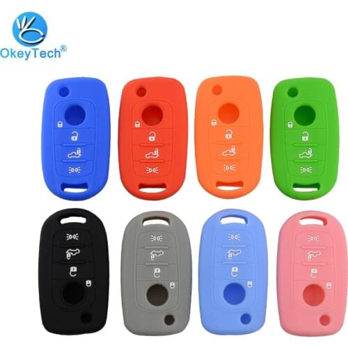 OkeyTech Replacement Soft Silicone Rubber Car Key Case Cover 4 Buttons For FIAT Toro 500X nuovo grazie Key Case Holder Shell