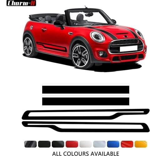 2Pieces Car Styling Door Side Skirt Sticker Body Stripes Decal for Mini Cooper R50 R52 R53 Hatch R56 R57 F55 F56 F57 Accessories