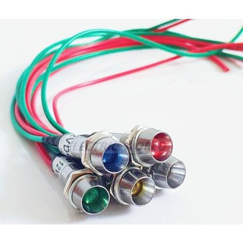8mm metal Indicator lights waterproof Signal lamp with wire 12V 24V 220v power signal lamp LED indication mini indicator light