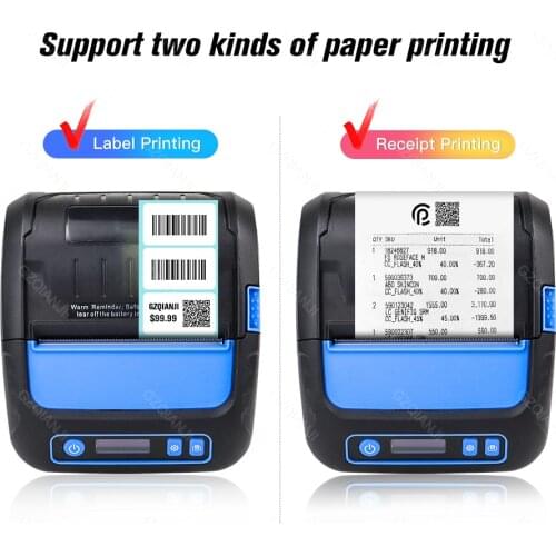 80mm Bluetooth Printer Thermal Android iOS PC Label Printer with Rechargeable Battery for Small Business,Supermarket GZM8007
