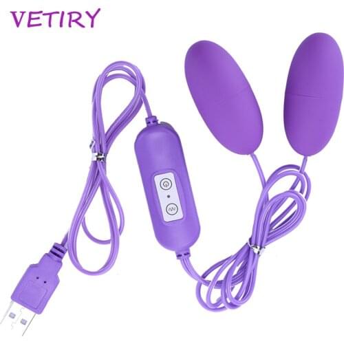 VETIRY Powerful USB Vibrator 12 Speed Dual Vibrating Egg for Women Clitoris Stimulator Sex Toys Female Masturbation Dildo Shop