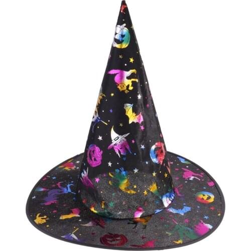 Vintage Unisex Kids Adults Witch Hat Wizard Costume for Halloween Night Ball Cosplay Party Fancy Decoration