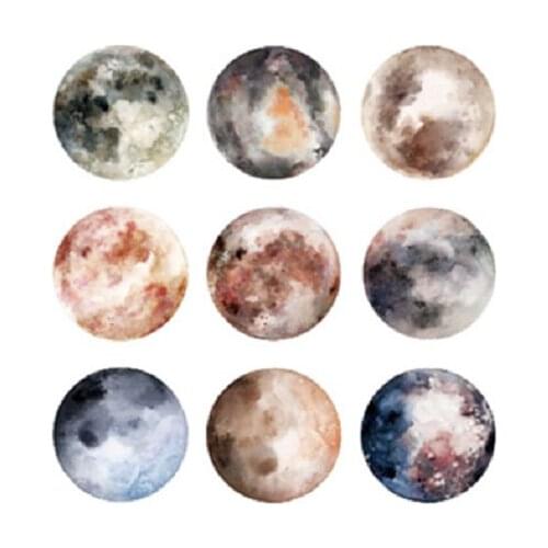 85MM×85MM Waterproof Long-lasting Moon Watercolor Clavicle Sticker Tattoo Sticker