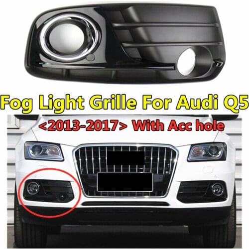 WL 1piece Car Front Lower Bumper Racing Grills Fog Light Grille With Acc Hole For Audi Q5 2013-2017 Foglamp Frame OEM 8R0807682T