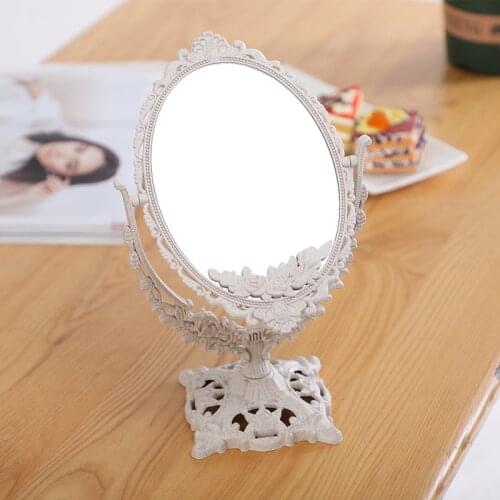 Desktop Makeup Mirror European-style Mirror Double Sided Backlit Dormitory Makeup Mirrors Beauty Tools Cosmetic Mirror