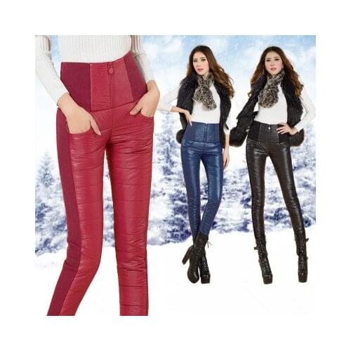 2020 Winter ladies Outer Wear Women Pants Fashion Cotton Warm Thick slim Down Pants Trousers Female Slim Velvet Thick skinny