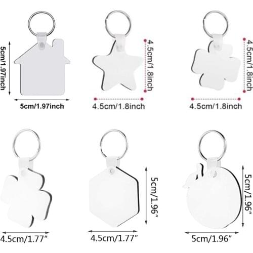 12 Pcs/Set Sublimation Blank Keychains Heat Transfer Key Chain Double-Side Printed MDF Keyrings Key Tags with Split Rings W0YA