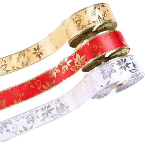 2M*6.3cm Printing Christmas Satin Ribbon New Peony Flower Ribbon For Crafts DIY Christmas Party Wrapping Decor Supplies Material
