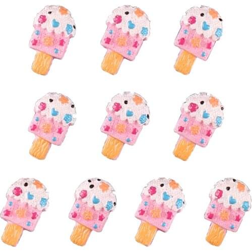 50pcs Pink Kawaii Popsicle Flat back Resin Scrapbooking Crafts Embellishment Flatback Charms Cabachons