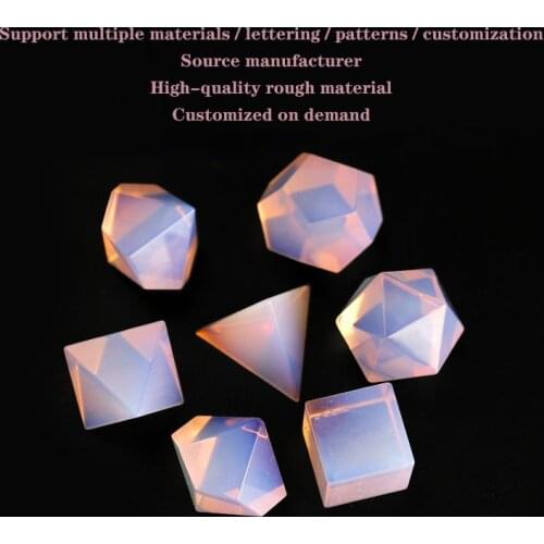 7PCS 15-25mm Light Pink Gem Glass Prism Polyhedron Crystal Dice Toys Gifts Decoration Prism Glass Children Gifts Prism