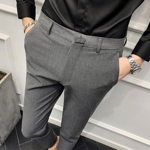 Plus Size 28-42 mens business suit trousers 2021 new mens fashion casual solid color slim pants formal wear wedding suit pants