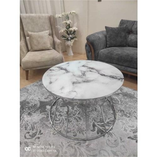 Silver Sand Clock Medium Coffee table marble Patterned Kırılmazcam журнальный столик mesa auxiliar table basse de salon