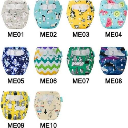 Newborn diaper cover Baby washable diapers Cartoon Print Reusable Hook-Loop Pocket nappies suits Birth to Potty couche lavable