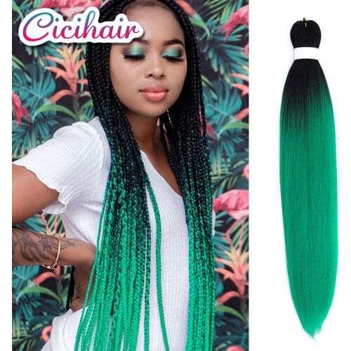 CICIHAIR Synthetic Easy Hair Braids Pre-stretched Ombre Braiding Hair Extensions Afro Jumbo Braid Hair Braided Gradient Green