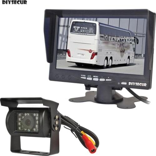 DIYSECUR 7" HD TFT LCD Car Monitor Reverse Rear View Monitor Screen + IR Night Vision Rear View Car Camera + Remote Control