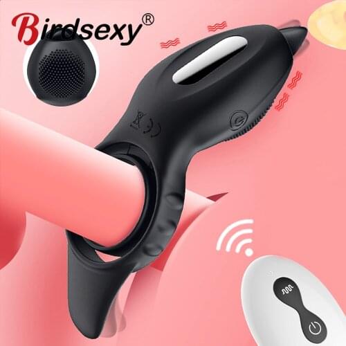Double Vibrating Cock Ring Sex Toy for Men Penis Rings Vibrator 10 Modes Erection Longer Lasting Massager Delay Ejaculation Sexo