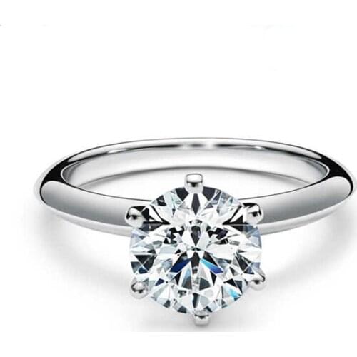 925 Sterling Silver Brilliant Cut D Color Sparkling 1 Carat 6.5mm Moissanite Ring Classic Wedding Rings Women Luxury Jewelry