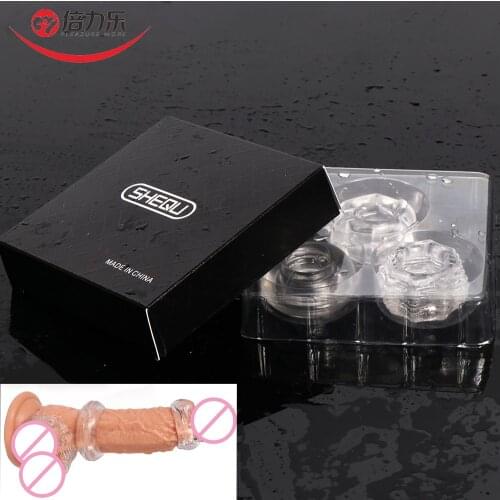 3Pcs TPE Cock Rings Delay Ejaculation Penis Rings Reusable Dick Ring Extension Ejaculation Erotic Adult Sex Toy for Men Sex Shop
