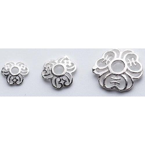 5pcs/lot 100% 925 Sterling Silver Bead Caps 5mm 6mm 8mm 9mm Hollow Flower Tassel Caps DIY Jewelry Making Findings Charm Gift