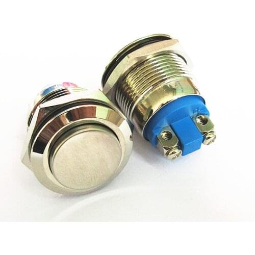 Silver Contact 19MM Circular Metal Button Waterproof Point Moving Reset Switch Screw Foot Door Bell Automobile Modification