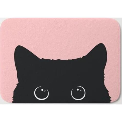 HOT Bathroom Rugs Black Cat Bath Mat Flannel Absorbent Non Slip Doormat for Entrance Door