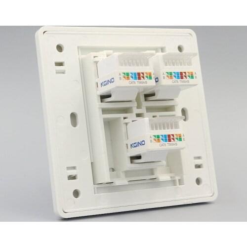 Wall Socket Plate 3 Ports Gigabit Network CAT6 LAN Socket Panel Faceplate Outlet Adapter