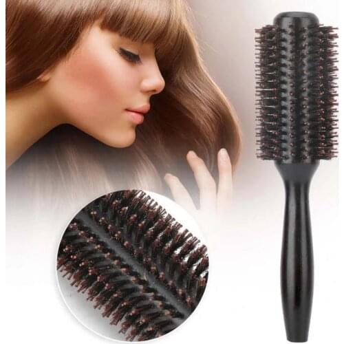 Natural Solid Wood Tube Roller Round Comb Heat Resistant Anti-Static Hairdressing Comb Massage the Scalp Hair Drying Curly Comb
