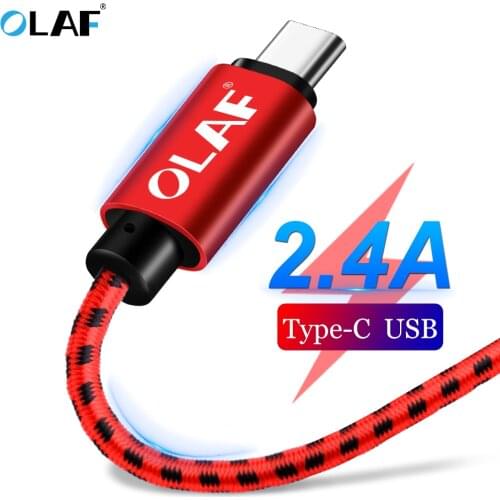 OLAF Nylon braided 2.4A Type C Micro USB Fast Charging Cable For Samsung S7 S8 S9 plus Note 8 9 Huawei Xiaomi mi8 USB-C Cable