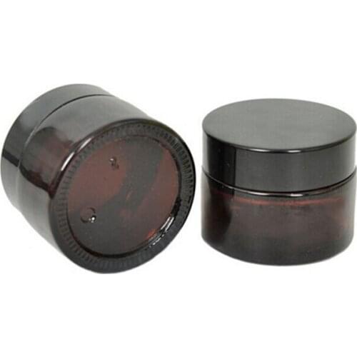 Empty Brown Glass Bottle Eye Cream Glass Container Cosmetic Jar Make Up Pot black Cap Packaging Vials