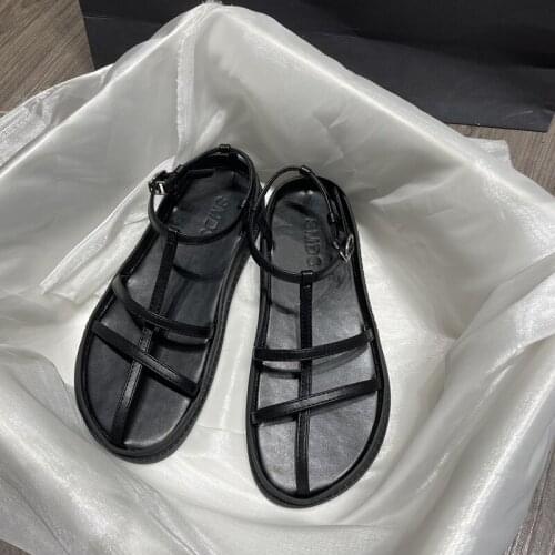 New Summer Women Sandals Woman Round Toe Shoes Casual Flats Ladies Fashion Sandals Female Black Brand Sandals Zapatos De Mujer