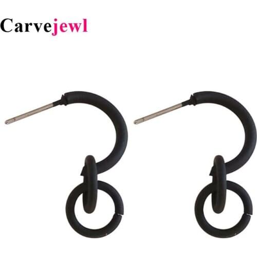 Carvejewl small circles pendant earrings Simple geometric small drop dangle earrings gold black color personality Ms decoration