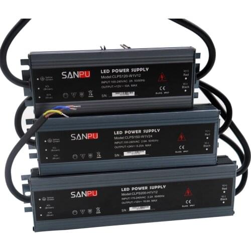 LED ultra-thin waterproof strip power supply IP67 45W/60W/100W/120W/150W/200W/250W/300W transformer 175V~240V to DC12V 24V