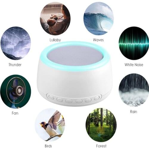 USB White Noise Machine Sleep Desktop 30 Soothing Sounds&Timer/Loop Playback BT Connection with Colorful TouchControl NightLight