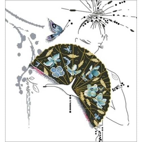Butterfly fan patterns Counted Cross Stitch 11CT 14CT 18CT DIY Chinese Cross Stitch Kits Embroidery Needlework Sets