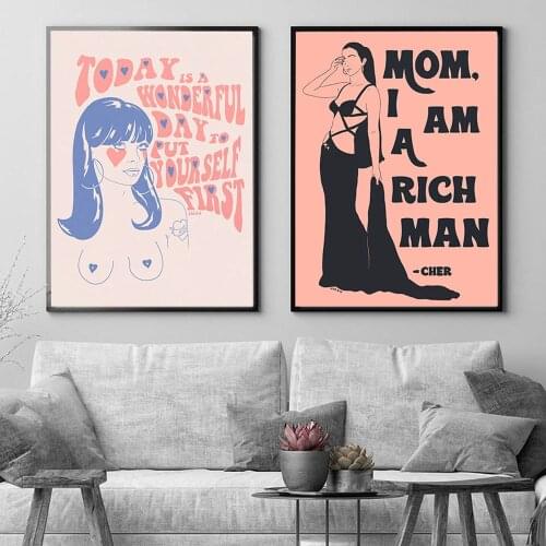 Vintage Canvas Painting Feminist Art Today Quote Posters and Prints Self Love Feminism Wall Art Pictures Living Room Home Decor