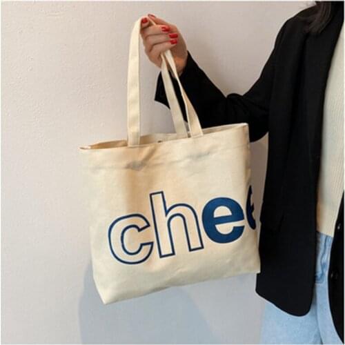 Women Canvas Shoulder Bag 2021 New Fashion Letter Pattern Printing Shopping Bags Ladies Casual Large Capacity Tote Hasp Handbags