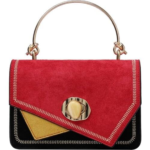 Rotating buckle womens Messenger bag 2019 new shoulder bag widening strap metal handle bag ladies high quality PU discount