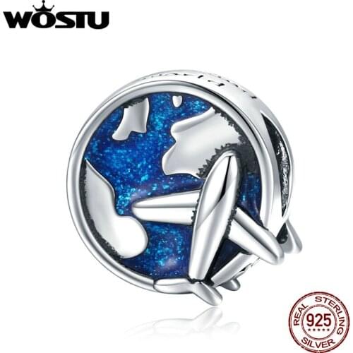 WOSTU 2020 New Original blue World Voyage Bead fit Pandora charms silver 925 beads Bracelet for women diy fashion jewelry make