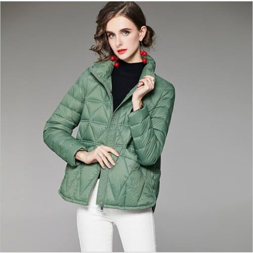 New 2020 Women Puffer Coat green Fashion Winter Warm Thicken Snow coats White Duck Down Jacket Female Short Parkas Outwear khaki